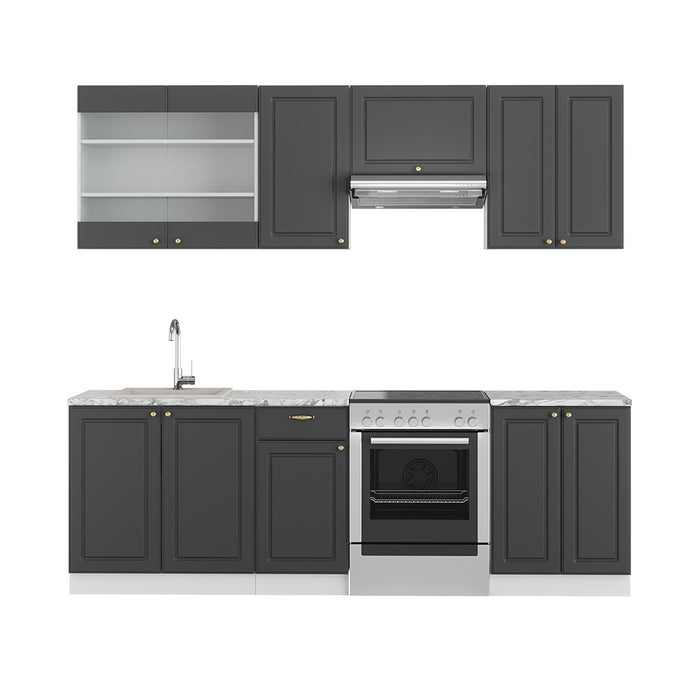 Vicco Cucina componibile Antracite-Oro/Bianco 240 cm senza piano di lavoro