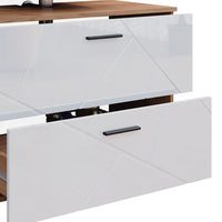 Vicco Set di mobili da bagno Bianco lucido/oro power oak 4 parti