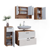 Vicco Set di mobili da bagno Bianco lucido/oro power oak 4 parti