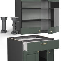 Vicco Cucina completa Verde-oro Country House/Antracite 140 cm senza piano di lavoro