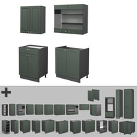 Vicco Cucina completa Verde-oro Country House/Antracite 140 cm , PL Marmo