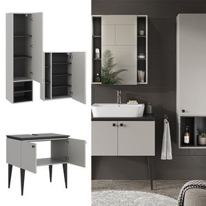 Vicco Set di mobili da bagno Grigio 3 parti, pensile 1 anta