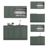 Vicco Cucina completa Verde-oro Country House/Antracite 140 cm senza piano di lavoro