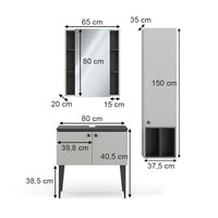 Vicco Set di mobili da bagno Grigio 3 parti, pensile 1 anta