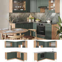 Vicco Cucina angolare completa Quercia verde-oro Country/oro Power 160 x 190 cm , PL Marmo