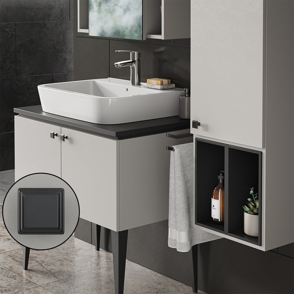 Vicco Set di mobili da bagno Grigio 3 parti, pensile 1 anta