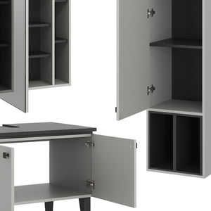 Vicco Set di mobili da bagno Grigio 3 parti, pensile 1 anta