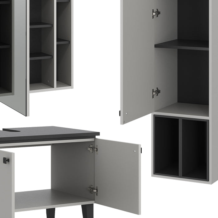 Vicco Set di mobili da bagno Grigio 3 parti, pensile 1 anta
