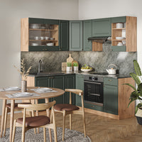 Vicco Cucina angolare completa Quercia verde-oro Country/oro Power 160 x 190 cm , PL Rovere