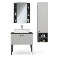 Vicco Set di mobili da bagno Grigio 3 parti, pensile 1 anta