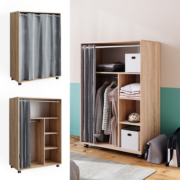 Vicco Armadio multifunzione Sonoma 100 x 146.6 cm Con rulli