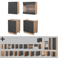 Vicco Cucina completa Antracite Country House/oro Kraft Oak 140 cm , PL Rovere