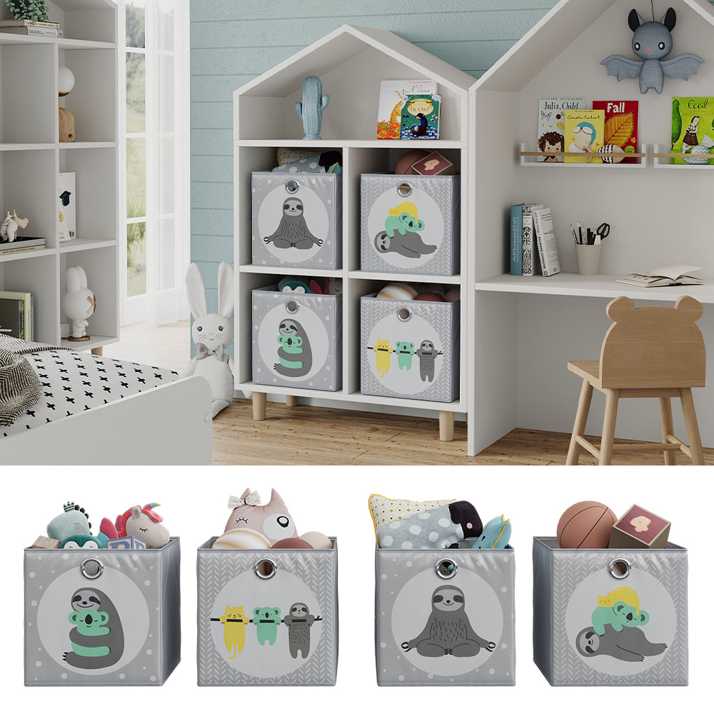 Vicco Scatola pieghevole Grigio 30 x 30 cm (motivo del bradipo)