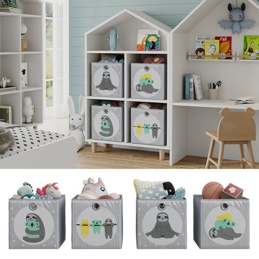 Vicco Scatola pieghevole Grigio 30 x 30 cm (motivo del bradipo)