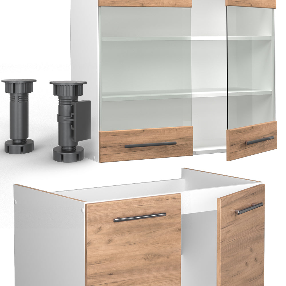 Vicco Cucina componibile Quercia dorata/bianco 200 cm senza piano di lavoro