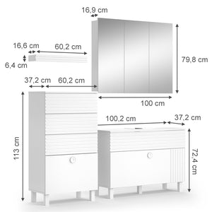 Vicco Set di mobili da bagno Bianco 3 parti, con mobile midi