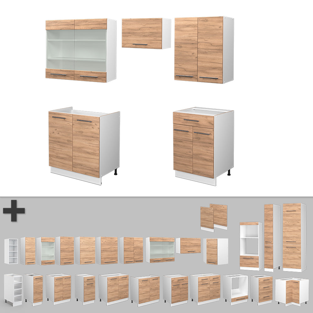 Vicco Cucina componibile Quercia dorata/bianco 200 cm , PL Rovere