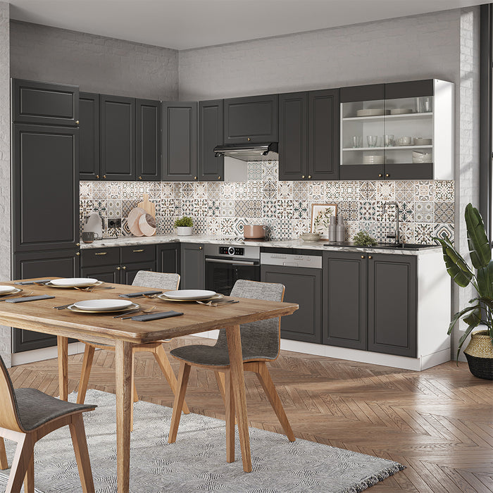 Vicco Cucina angolare completa Antracite-Oro/Bianco 227 x 287 cm , PL Antracite