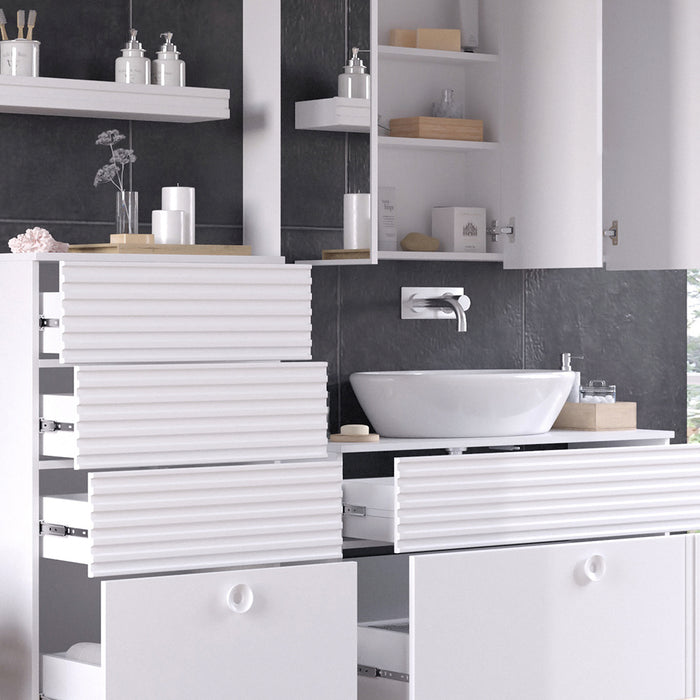 Vicco Set di mobili da bagno Bianco 3 parti, con mobile midi