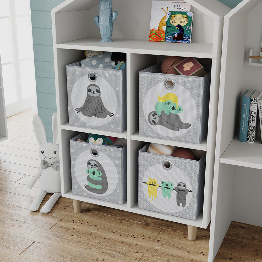 Vicco Scatola pieghevole Grigio 30 x 30 cm (motivo del bradipo)