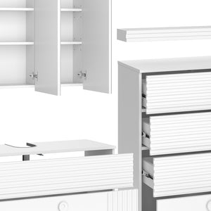 Vicco Set di mobili da bagno Bianco 3 parti, con mobile midi