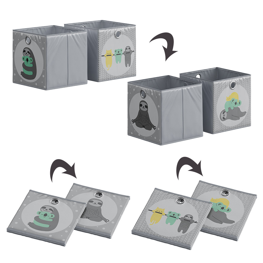 Vicco Scatola pieghevole Grigio 30 x 30 cm (motivo del bradipo)