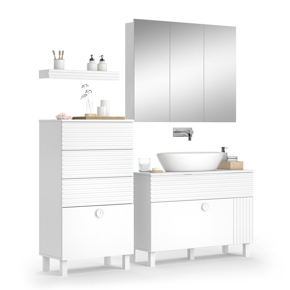 Vicco Set di mobili da bagno Bianco 3 parti, con mobile midi