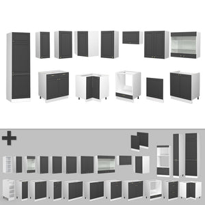 Vicco Cucina angolare completa Antracite-Oro/Bianco 227 x 287 cm , PL Antracite