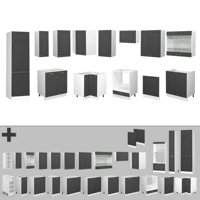 Vicco Cucina angolare completa Antracite-Oro/Bianco 227 x 287 cm , PL Antracite