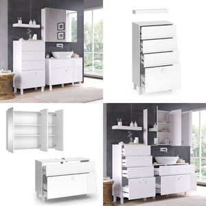 Vicco Set di mobili da bagno Bianco 3 parti, con mobile midi