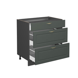 Vicco Mobiletto base per cucina Verde-oro Country House 80 cm con 3 cassetti, senza piano di lavoro