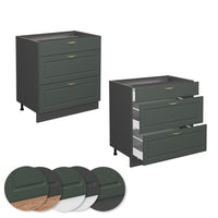 Vicco Mobiletto base per cucina Verde-oro Country House 80 cm con 3 cassetti, PL Marmo