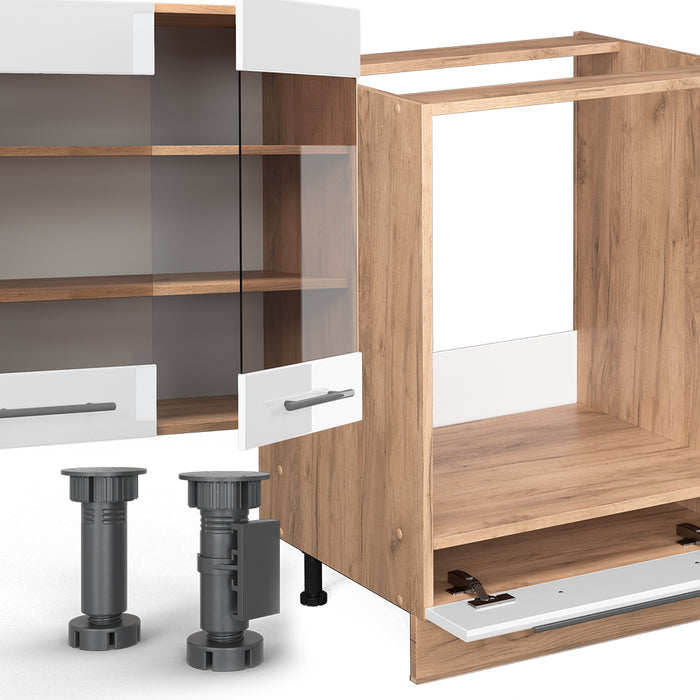 Vicco Cucina angolare completa Bianco lucido/oro power oak 347 x 257 cm , PL Antracite