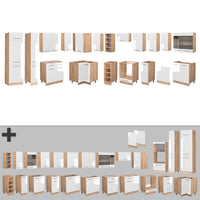 Vicco Cucina angolare completa Bianco lucido/oro power oak 347 x 257 cm , PL Marmo