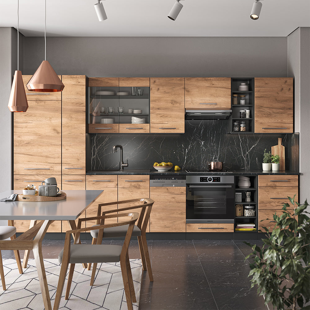Vicco Cucina componibile Quercia dorata/antracite 355 cm , PL Marmo