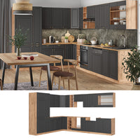 Vicco Cucina angolare completa Antracite Country House/oro Kraft Oak 347 x 257 cm , PL Antracite