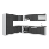 Vicco Cucina angolare completa Antracite-Oro/Bianco 347 x 257 cm , PL Marmo
