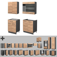 Vicco Cucina completa Quercia dorata/antracite 140 cm , PL Marmo