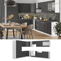 Vicco Cucina angolare completa Antracite-Oro/Bianco 347 x 257 cm , PL Antracite