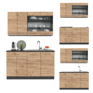 Vicco Cucina completa Quercia dorata/antracite 140 cm , PL Rovere