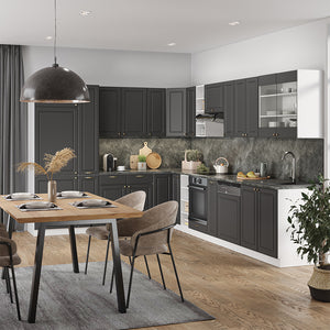 Vicco Cucina angolare completa Antracite-Oro/Bianco 347 x 257 cm , PL Rovere