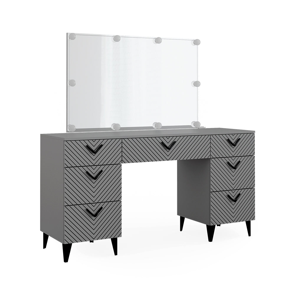 Vicco Tavolo da toeletta Grigio 150 cm con illuminazione a LED