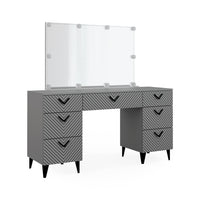 Vicco Tavolo da toeletta Grigio 150 cm con illuminazione a LED