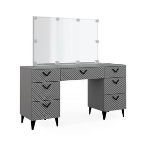 Vicco Tavolo da toeletta Grigio 150 cm con illuminazione a LED