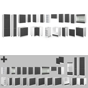 Vicco Cucina angolare completa Antracite-Oro/Bianco 347 x 257 cm , PL Rovere