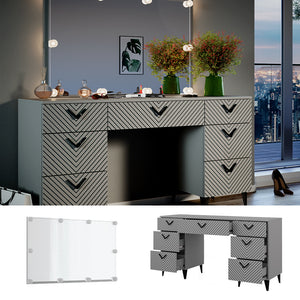 Vicco Tavolo da toeletta Grigio 150 cm con illuminazione a LED