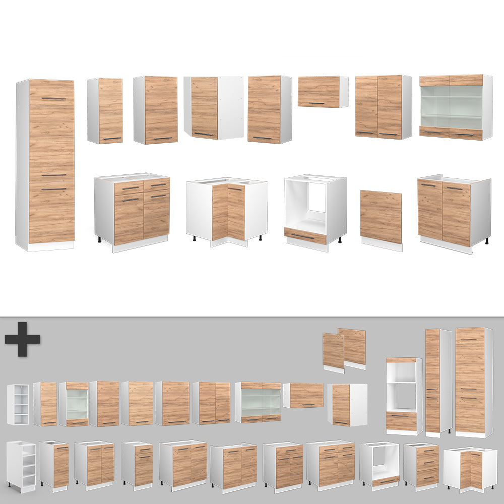 Vicco Cucina angolare completa Quercia dorata/bianco 227 x 287 cm , PL Marmo