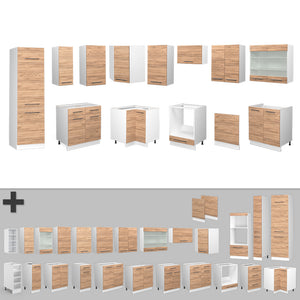 Vicco Cucina angolare completa Quercia dorata/bianco 227 x 287 cm , PL Marmo