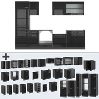 Vicco Cucina componibile Nero lucido/antracite 300 cm , PL Antracite