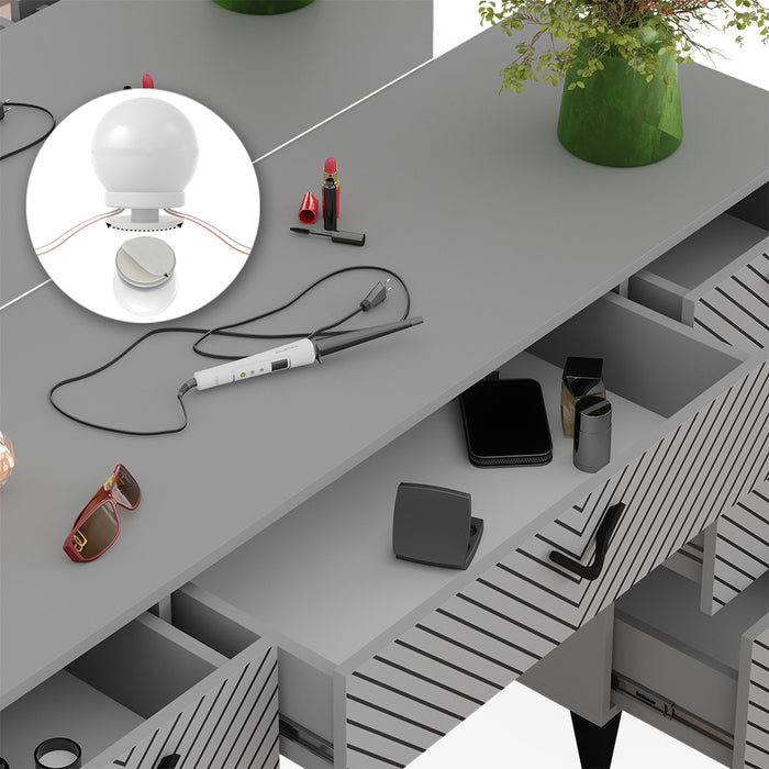 Vicco Tavolo da toeletta Grigio 150 cm con illuminazione a LED
